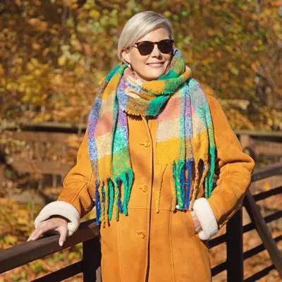 Blocks of Color Chunky Scarf - Navy