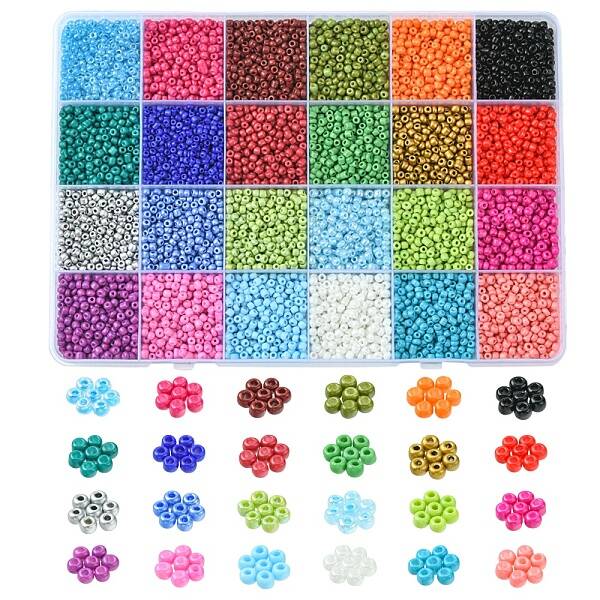 288G 24 Colors 8/0 Baking Paint K9 Glass Seed Beads