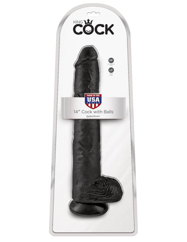 King Cock 14 Cock With Balls - Black