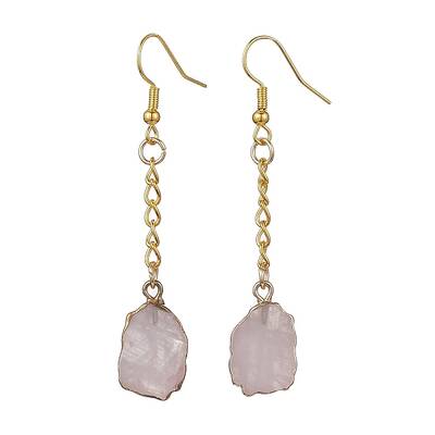 Nuggets Natural Rose Quartz Dangle Earrings