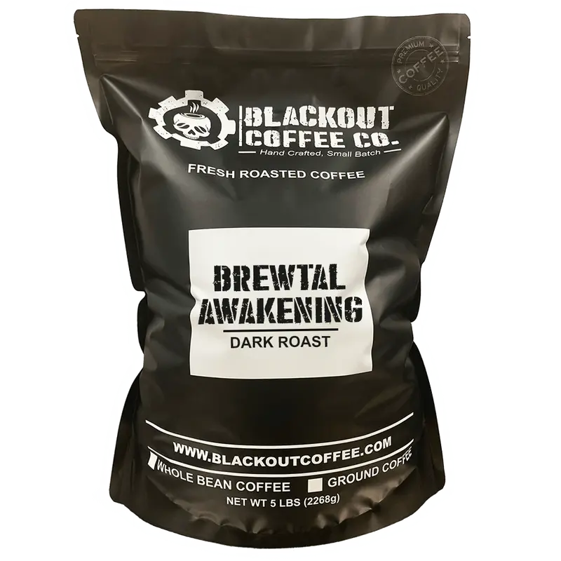 Brewtal Awakening Dark Roast 5 LB - Dark Roast - Whole Bean - Ground Coffee, Whole Bean