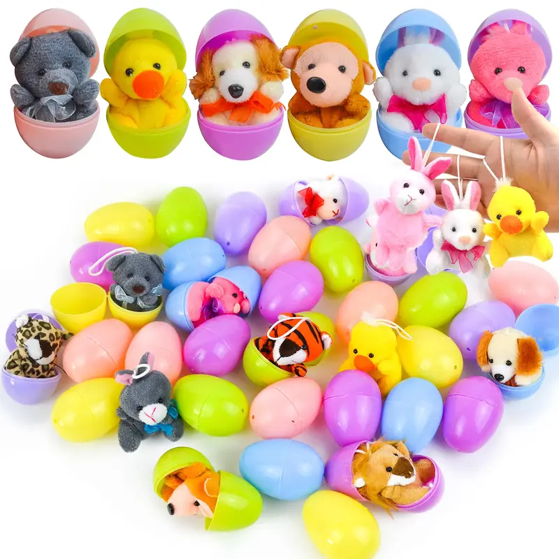 36Pcs/12Pcs 2.35in Animal Plush Toys /36 Pcs 2.35in Stress Relief Toys Prefilled Easter Eggs for Easter Egg Hunt/12Pcs 3.7in ...