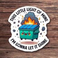 Cartoon Dumpster Fire Pattern Sticker, Funny Sarcastic Die Cut Sticker for Laptops, Cars & Water Bottles, Sticker Decals, Emo...