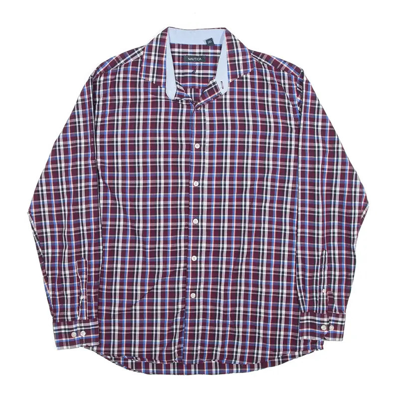 NAUTICA Flannel Shirt Red Check Long Sleeve Mens L