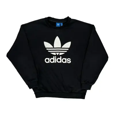Adidas Graphic Sweatshirt - Medium Black Cotton Blend