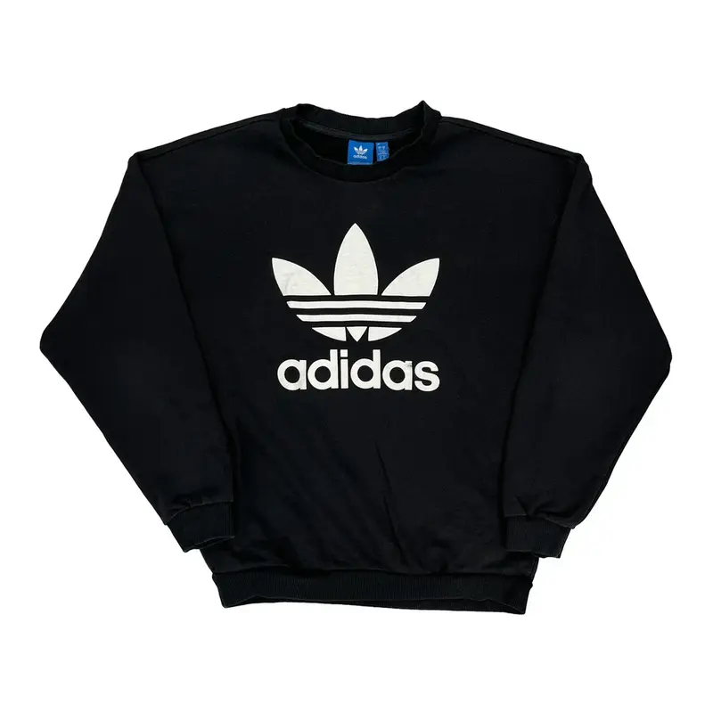 Adidas Graphic Sweatshirt - Medium Black Cotton Blend