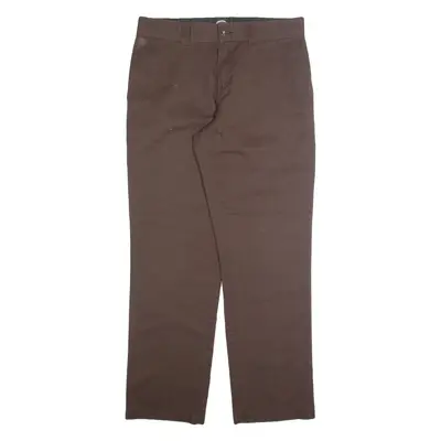 DICKIES Chino Mens Trousers Brown Regular Straight W34 L32