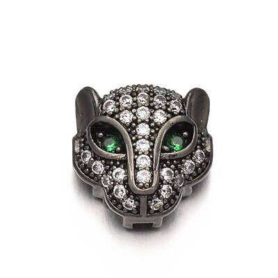 Rack Plating Brass Micro Pave Cubic Zirconia Leopard Hollow Beads