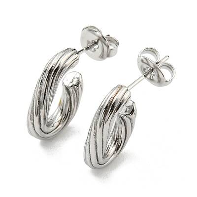 Non-Tarnish 304 Stainless Steel Oval Stud Earrings