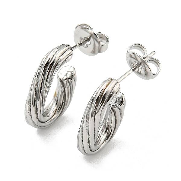 Non-Tarnish 304 Stainless Steel Oval Stud Earrings