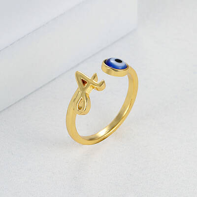 Golden Brass Letter A Open Cuff Rings