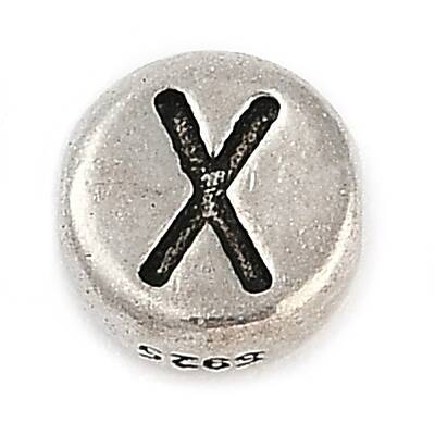 925 Sterling Silver Flat Round with Letter Beads