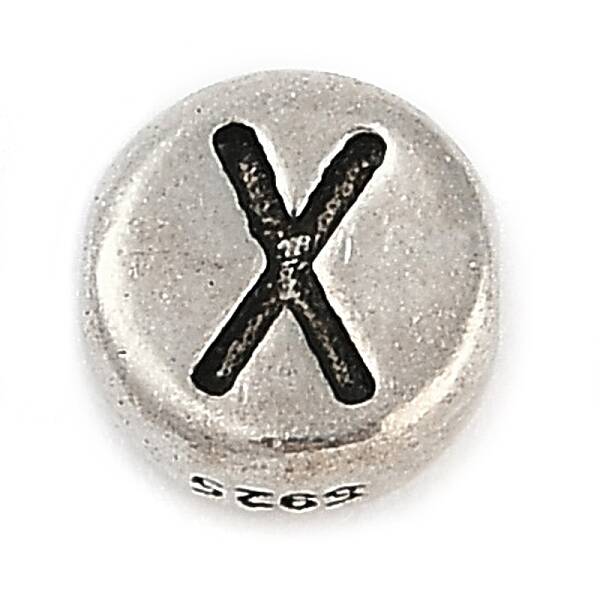 925 Sterling Silver Flat Round with Letter Beads