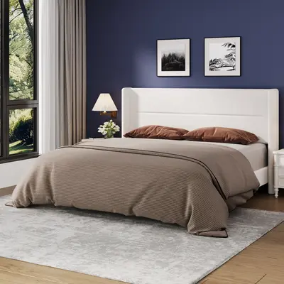 Garvee King Size Bed Frame with Wingback Headboard, Velvet Upholstered Platform Bed Frame with Sturdy Wooden Slats Support, N...