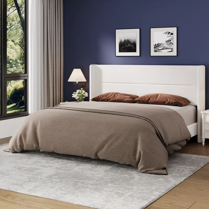 Garvee King Size Bed Frame with Wingback Headboard, Velvet Upholstered Platform Bed Frame with Sturdy Wooden Slats Support, N...