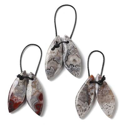 2Pcs Natural Mexican Agate Pendants