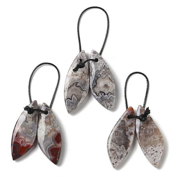 2Pcs Natural Mexican Agate Pendants