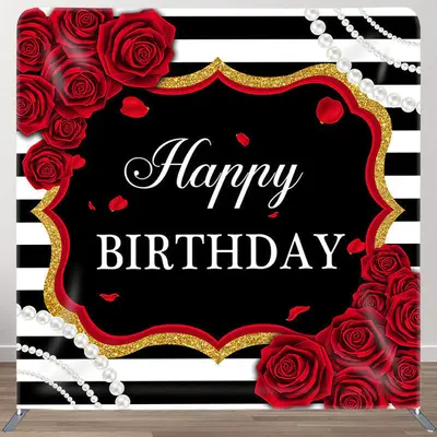 Aperturee Stripe And Rose Fabric Backdrop Cover for Birthday - Aperturee