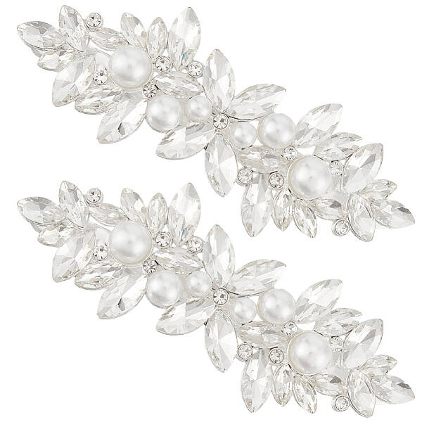 2Pcs Alloy with Glass Rhinestone Hair Barrettes