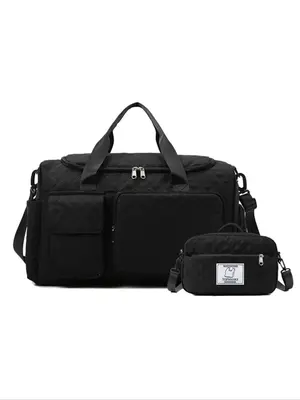 Summer Large Capacity Travel Duffle Bag & Square Crossbody Bag, Quilted Zipper Travel Bag Set, Wet and Dry Separation Sports ...