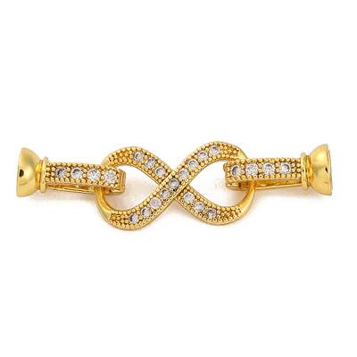 Brass Micro Pave Clear Cubic Zirconia Fold Over Clasps