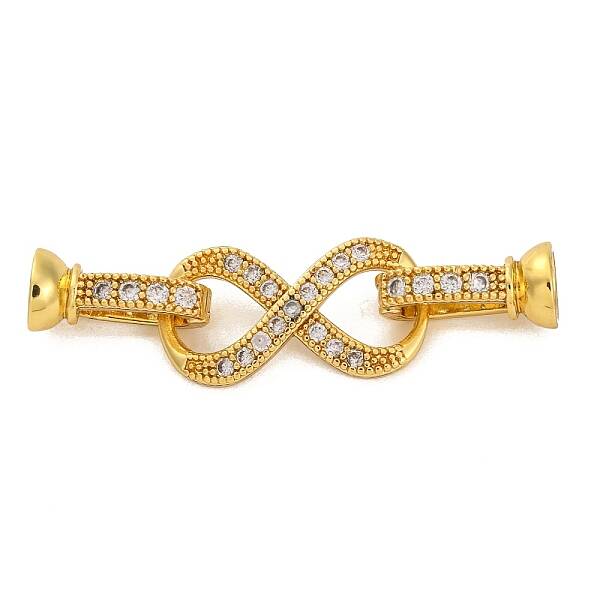 Brass Micro Pave Clear Cubic Zirconia Fold Over Clasps