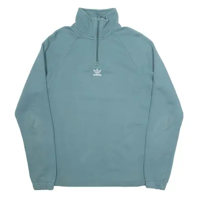 ADIDAS Mens Sweatshirt Blue 1/4 Zip XS