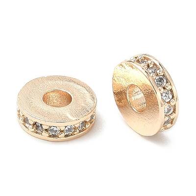 Brass Micro Pave Cubic Zirconia Spacer Beads