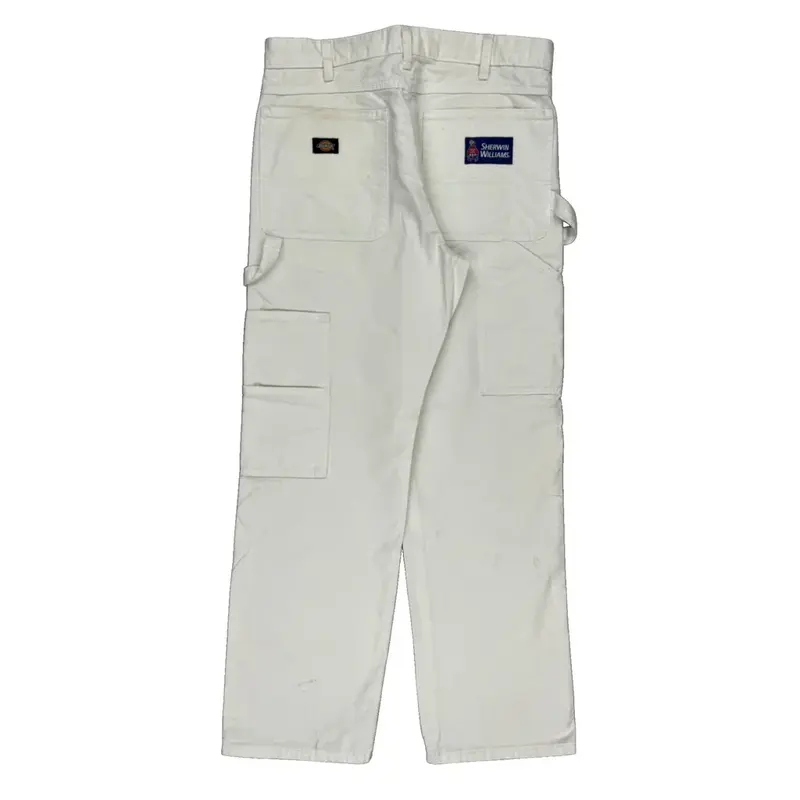 Sherwin Williams Dickies Carpenter Trousers - 34W 31L White Cotton | Size: 34″ waist