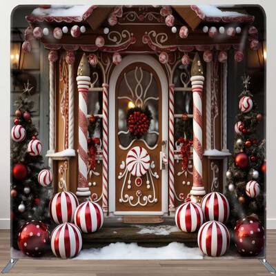 Aperturee Candy Shop Christmas Fabric Event Photo Booth Backdrop | Christmas Photoshoot Backgrounds | Xmas Backdrop | Christm...