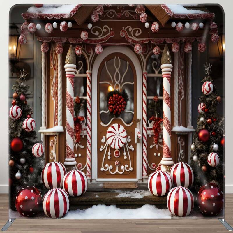 Aperturee Candy Shop Christmas Fabric Event Photo Booth Backdrop | Christmas Photoshoot Backgrounds | Xmas Backdrop | Christm...