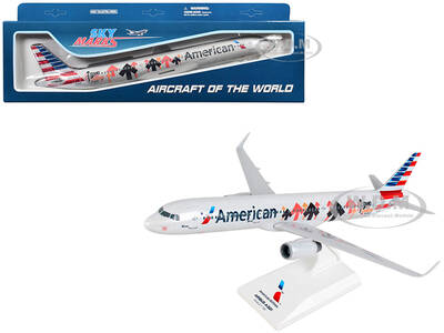 Airbus A321 Commercial Aircraft American Airlines - Stand Up To Cancer (N162AA) Gray with Graphics (Snap-Fit) 1/150 Plastic...