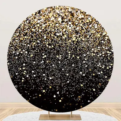 Modern Black Gold Bokeh Round Birthday Backdrop - Aperturee