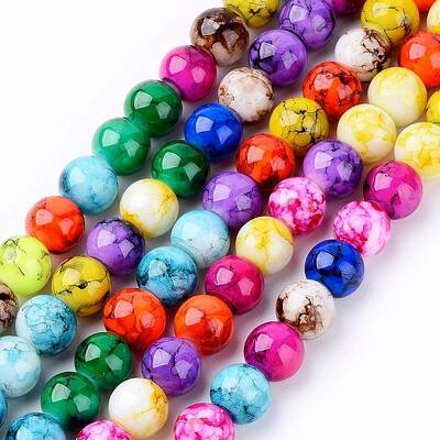 Spray Painted Glass Beads Strands