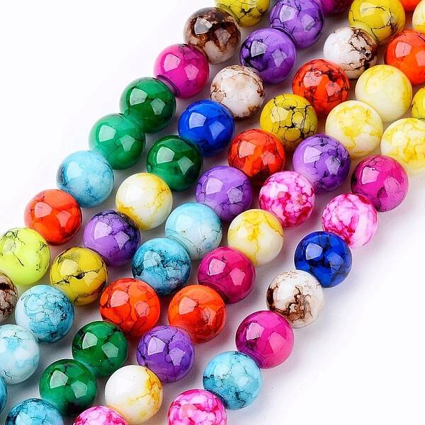 Spray Painted Glass Beads Strands