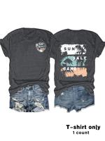 Women's Tiger & Letter Print Round Neck Tee, Casual Short Sleeve Crew Neck T-shirt for Summer, Summer Tops, Fashion Women's ...
