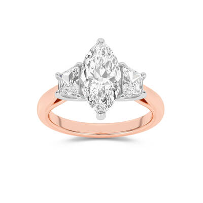 Amara Chand Lab Grown Marquise Shape Diamond Engagement Ring | 10K Rose Gold 4 3/4 CT. TW.