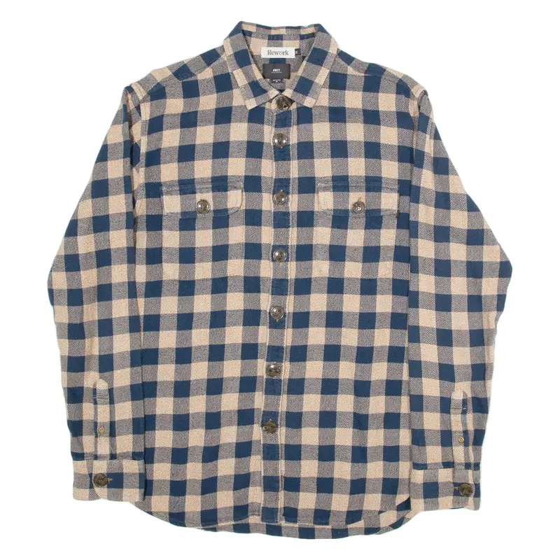 OBEY Mens Shirt Blue Check Long Sleeve M