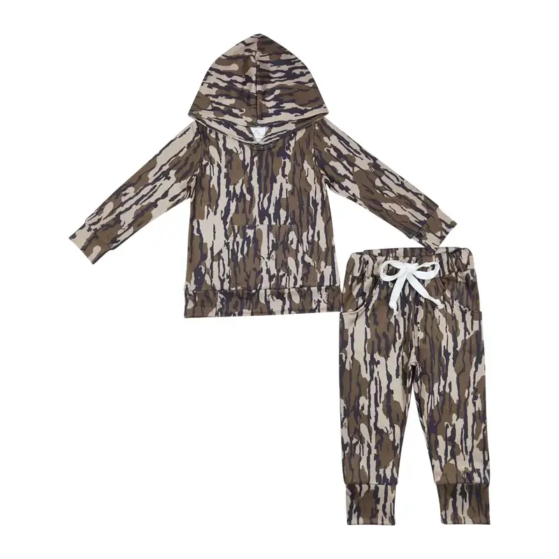 GLP1054--- Kids' Camouflage Hooded Long-Sleeve Outfits - Trendy Camo Print, Stylish Hoodie Design | Fashion-Forward Kids' Str...