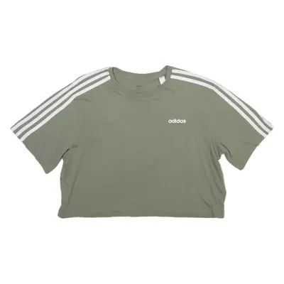ADIDAS Cropped Womens T-Shirt Green Crew Neck M
