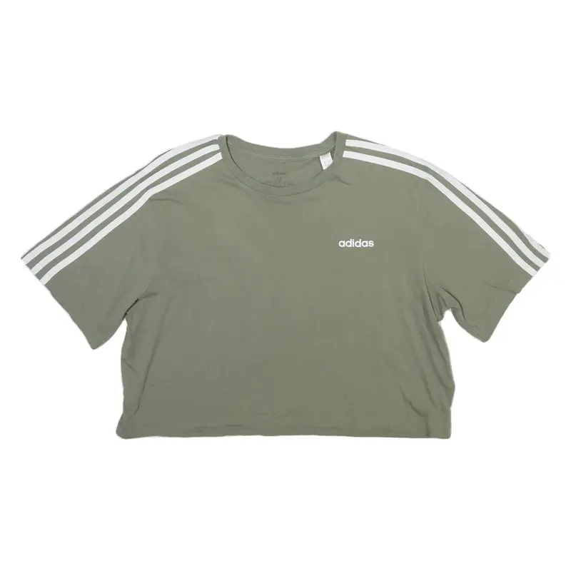 ADIDAS Cropped Womens T-Shirt Green Crew Neck M