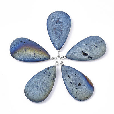 Electroplate Natural Druzy Geode Agate Pendants