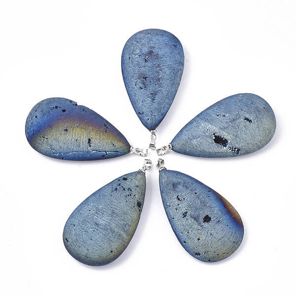 Electroplate Natural Druzy Geode Agate Pendants