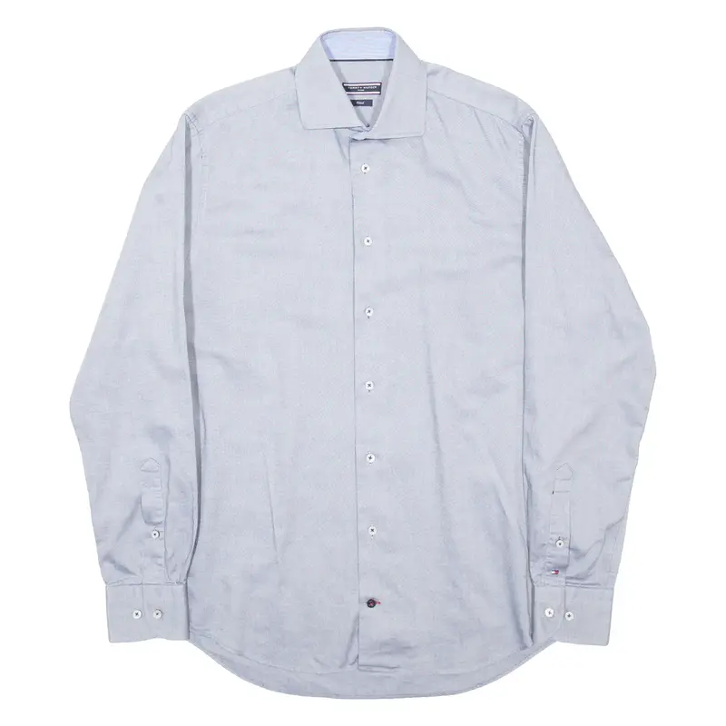 TOMMY HILFIGER Fitted Mens Formal Shirt Blue Long Sleeve M