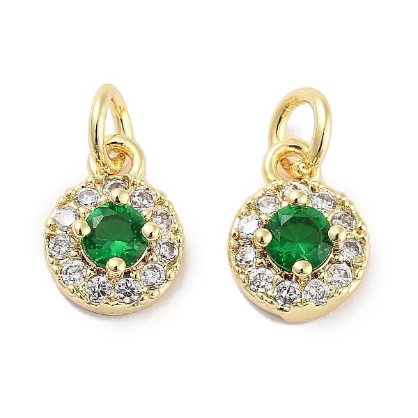 Brass Micro Pave Cubic Zirconia Charms
