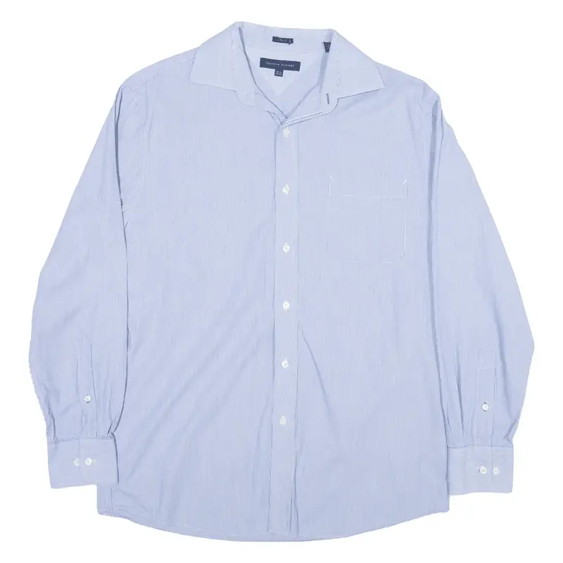 TOMMY HILFIGER Shirt Blue Pinstripe Long Sleeve Mens M