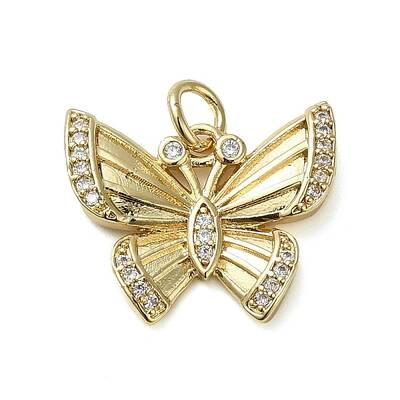 Brass Micro Pave Clear Cubic Zirconia Pendants