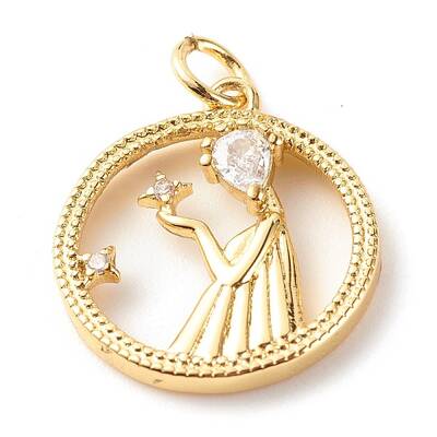 Brass Micro Pave Clear Cubic Zirconia Pendants