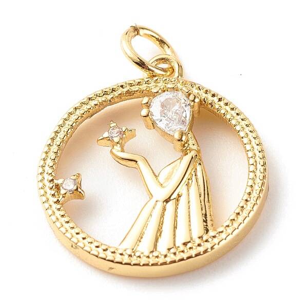 Brass Micro Pave Clear Cubic Zirconia Pendants