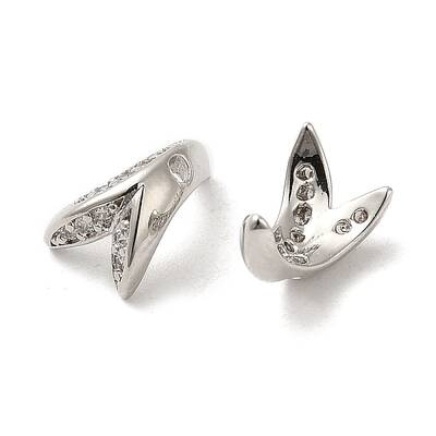 Rack Plating Brass Micro Pave Cubic Zirconia Beads Caps